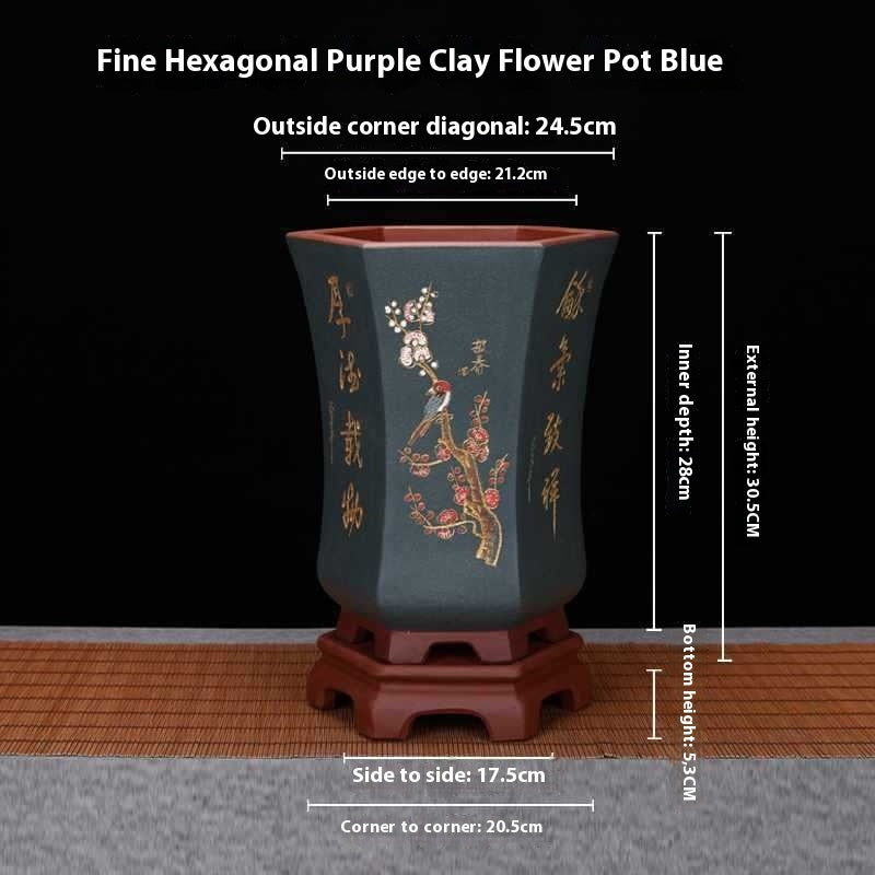Purple Sand Ceramic Indoor Orchid Pots Bonsai Office Decoration Ornaments
