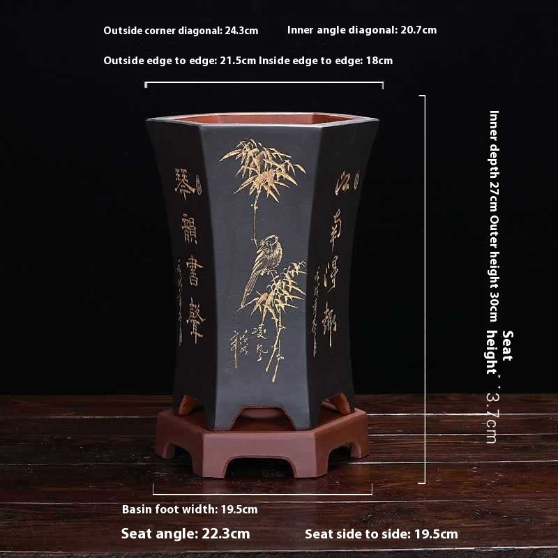 Purple Sand Ceramic Indoor Orchid Pots Bonsai Office Decoration Ornaments