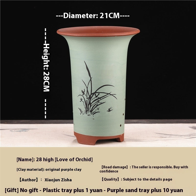 Purple Sand Flower Pot Extra Large Orchid Pots Ceramic Bonsai