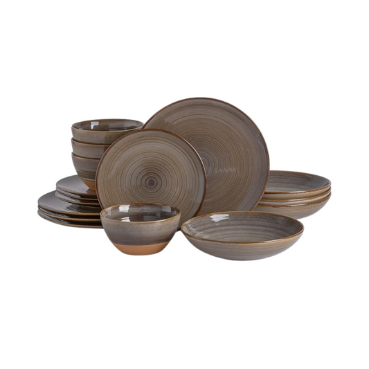 Celyn 16 Piece Dreamweaver Double Bowl Terracotta Reactive Dinnerware Set