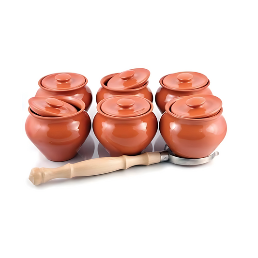 Celyn Stoneware Ramekins with Lids (Set of 6) & 1 Oven Fork