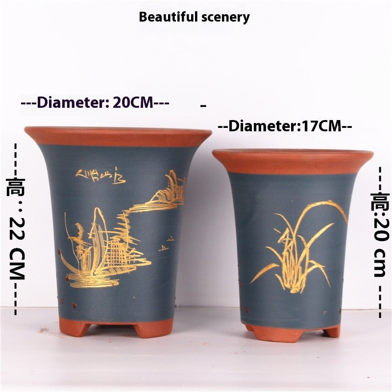 Purple Sand Flower Pot Extra Large Orchid Pots Ceramic Bonsai