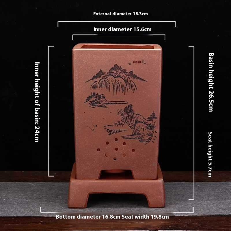 Purple Sand Ceramic Indoor Orchid Pots Bonsai Office Decoration Ornaments