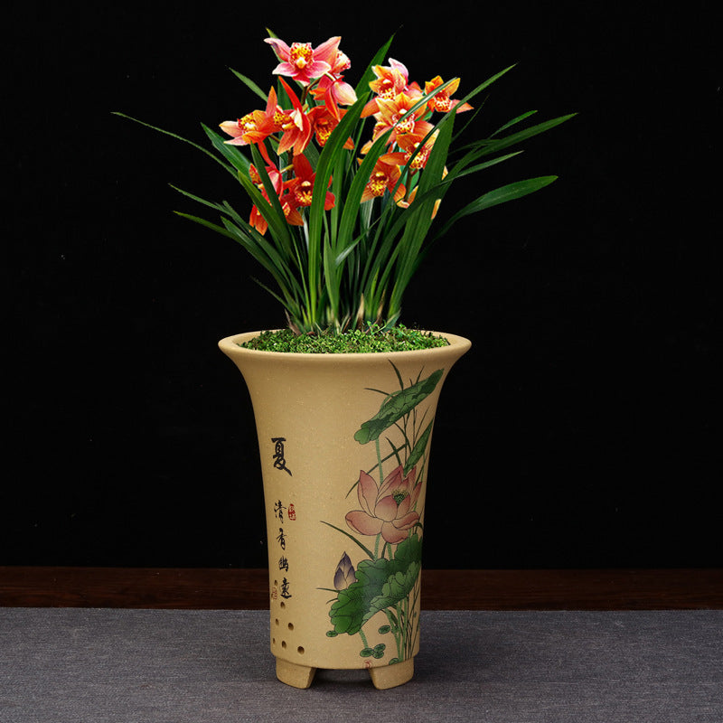 Purple Sand Decals Green Plant Orchid Pots