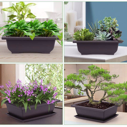 Antique Rectangular Plastic Flower Pots  With Trays