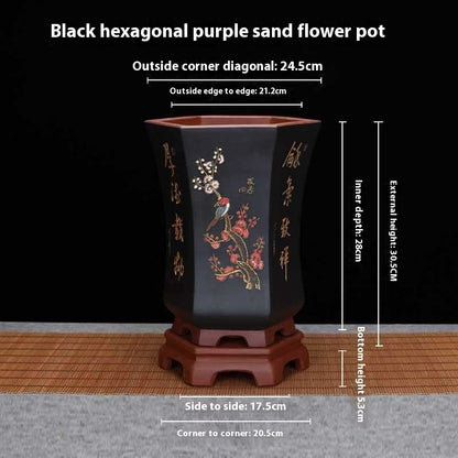Purple Sand Ceramic Indoor Orchid Pots Bonsai Office Decoration Ornaments