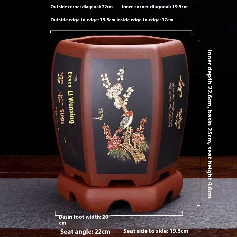 Purple Sand Ceramic Indoor Orchid Pots Bonsai Office Decoration Ornaments