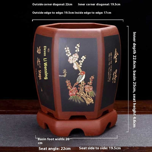 Purple Sand Ceramic Indoor Orchid Pots Bonsai Office Decoration Ornaments