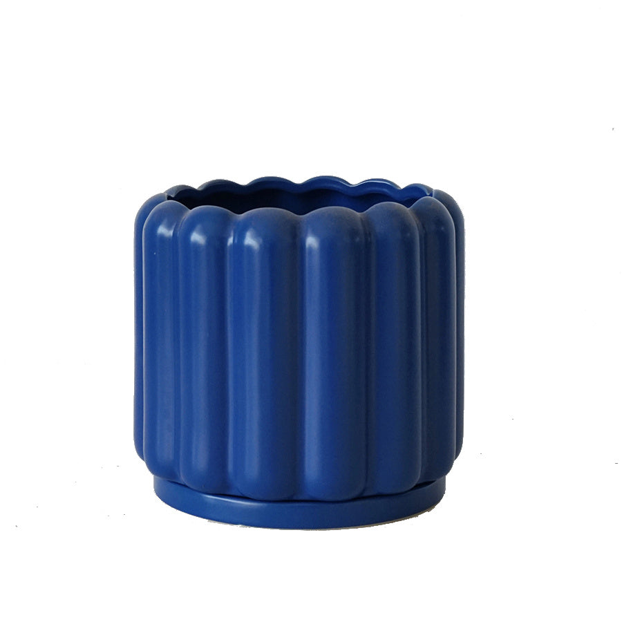 Biscuit Design Ceramic Planter With Tray