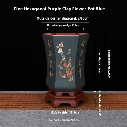 Purple Sand Ceramic Indoor Orchid Pots Bonsai Office Decoration Ornaments