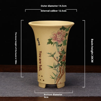 Purple Sand Decals Green Plant Orchid Pots