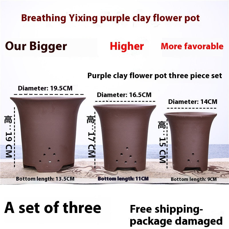 Purple Sand Flower Pot Extra Large Orchid Pots Ceramic Bonsai