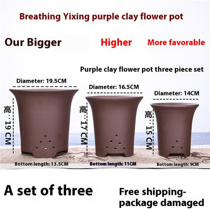 Purple Sand Flower Pot Extra Large Orchid Pots Ceramic Bonsai