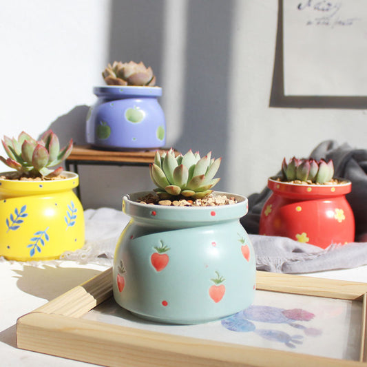 Household Ceramic Printed Hand-painted Succulent Flower Pots