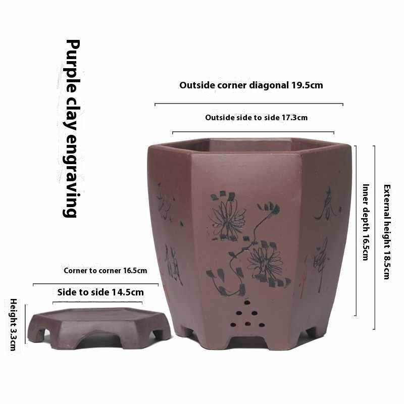 Purple Sand Ceramic Indoor Orchid Pots Bonsai Office Decoration Ornaments