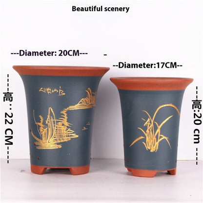 Purple Sand Flower Pot Extra Large Orchid Pots Ceramic Bonsai