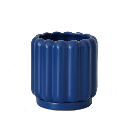 Biscuit Design Ceramic Planter With Tray