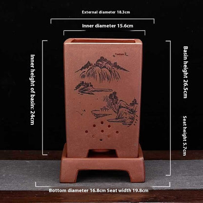 Purple Sand Ceramic Indoor Orchid Pots Bonsai Office Decoration Ornaments