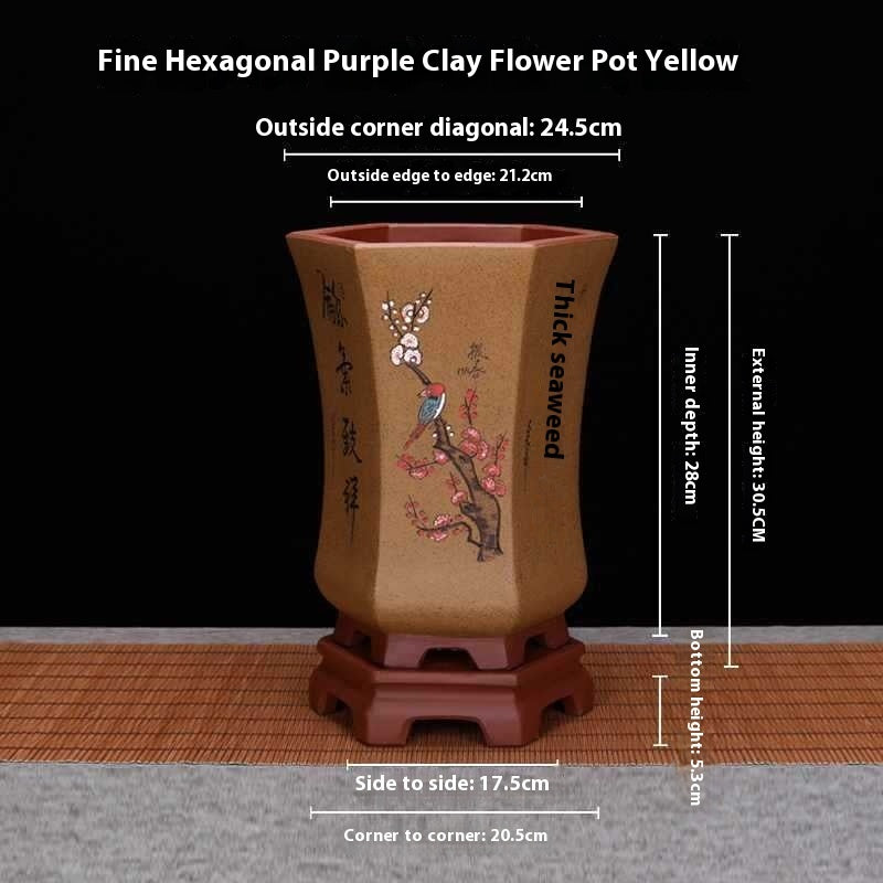 Purple Sand Ceramic Indoor Orchid Pots Bonsai Office Decoration Ornaments